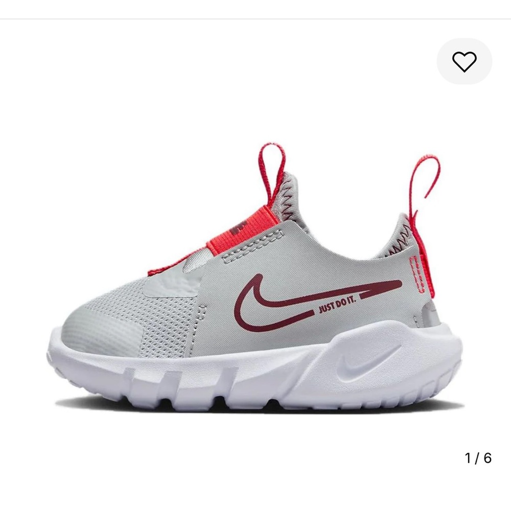 Nike Flex Runner 2 in “Light Smoke Team Red” preschool/toddler size